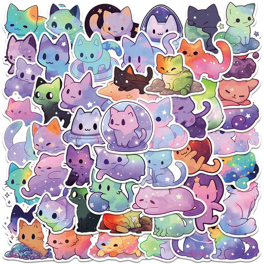 50PCS Starry Sky Cat Stickers Vinyl Scrapbooking Kids Stationery