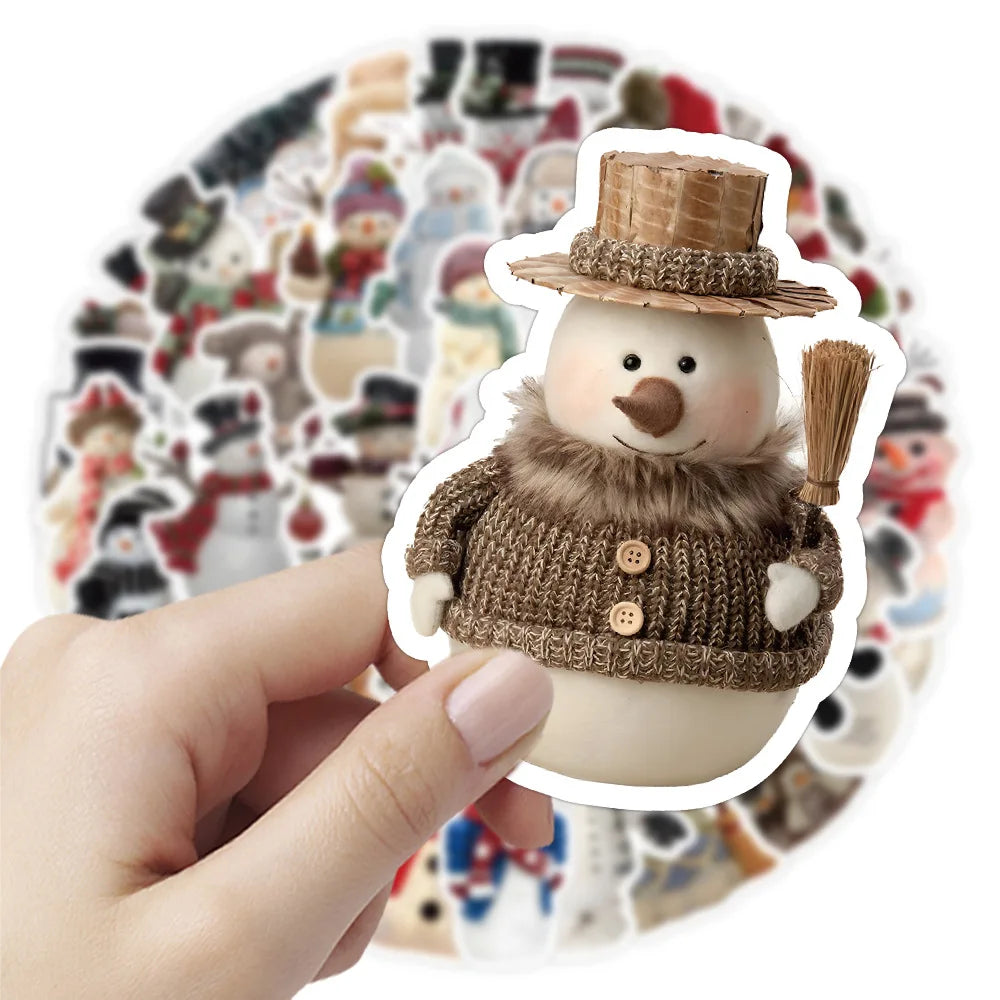 10/30/50PCS Cute Snowman Stickers Christmas Decoration Gift DIY Notebook Laptop Phone Bike Fridge Waterproof Cartoon Decals Toys