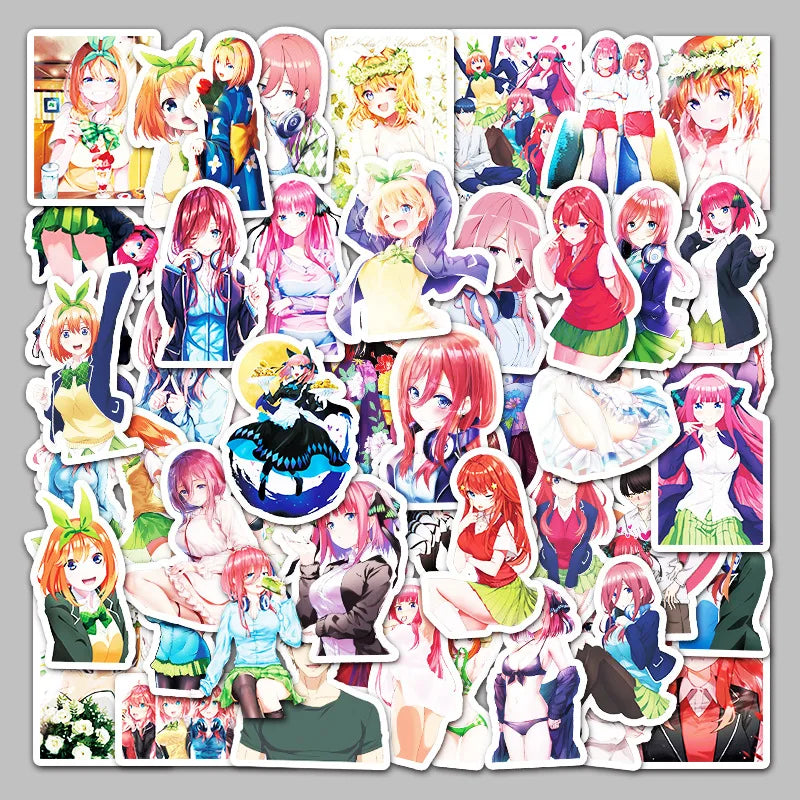 50pcs Quintessential Quintuplets Anime Stickers - Yotsuba, Miku, Nino - Wall Room Decoration Pack