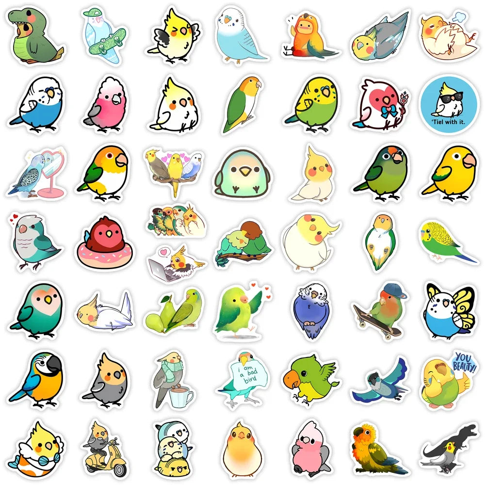 Kawaii Cute Cartoon Parrot Bird DIY Toy Gift Decal Decorative Graffiti Stickers for Phone Luggage Laptop Scrapbook Waterproof