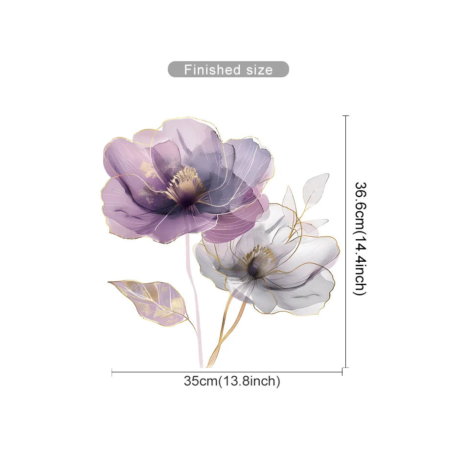 Purple Flower Wall Sticker Removable Self-adhesive Wallpaper Home Decoration