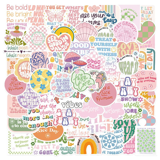 Pink Inspirational Stickers for DIY Phone Laptop Scrapbooking (10/50/100pcs)