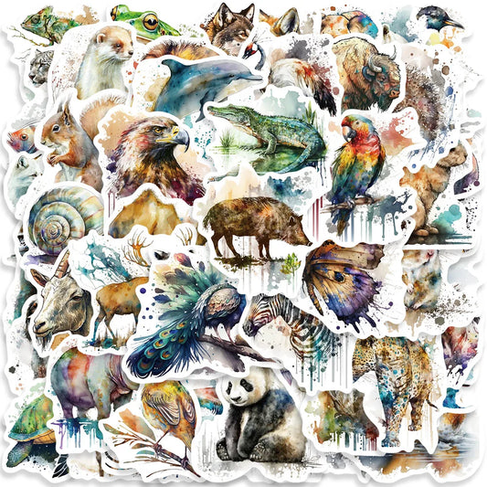 50PCS Animal Art Stickers Waterproof Decals for Laptop, Bottle, Diary, Scrapbooking