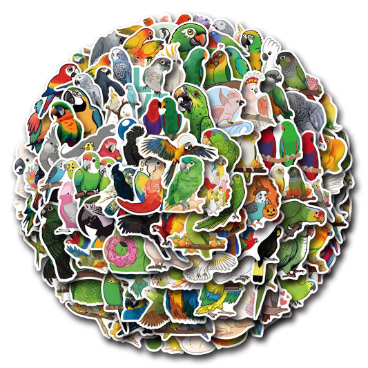 Parrot Cartoon Stickers: 10/30/50/110PCS Funny Animal Decals for Scrapbook, Fridge, Laptop, Phone, Guitar, Skateboard