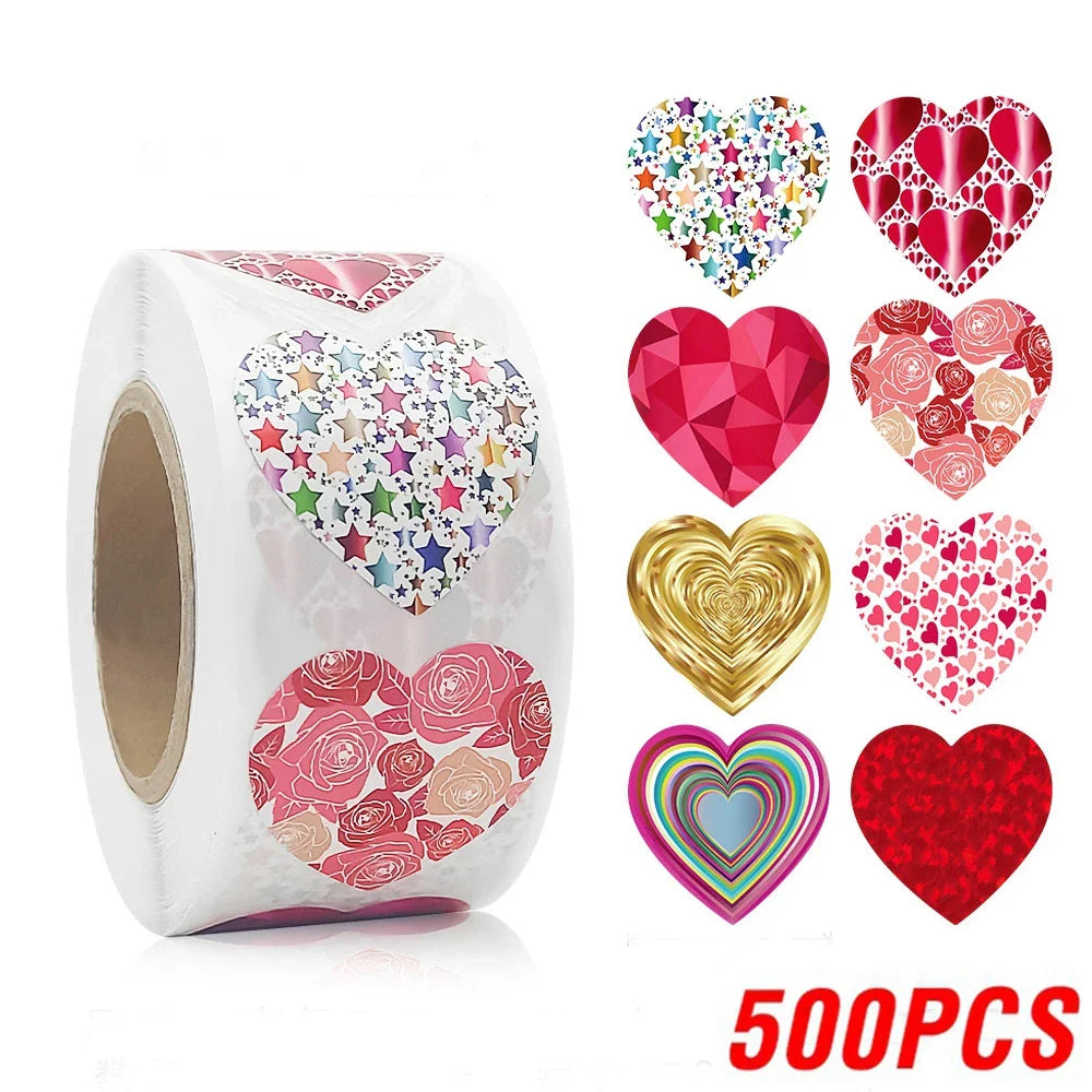 Valentine Heart Stickers: Gift, Party, Baking Labels