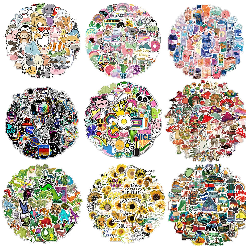 50PCS Kawaii Cute Cartoon PVC Sticker Aesthetic Children's Korean Decoration Scrapbooking Stationery School Supplies for Kids