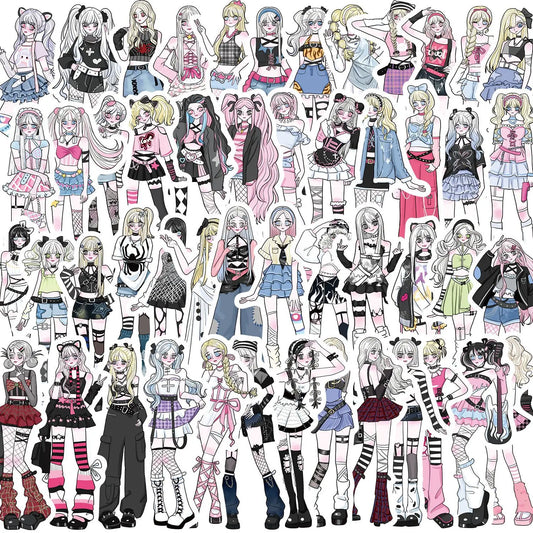 Spicy Girl Cartoon Stickers: Laptop, Phone, Skateboard Decals