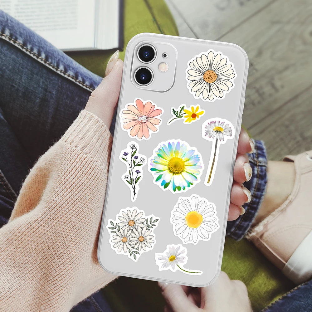 10/25/50PCS Autumn Flower Daisy Sunflower Sticker Packs