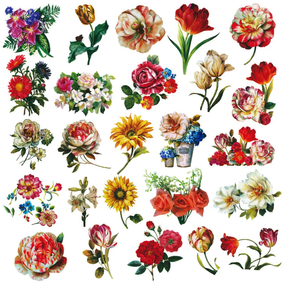 10/50Pcs Cartoon Flower Plants Stickers Laptop Skateboard Decoration Styling Vinyl Decals DIY scrapbooking album Sticker