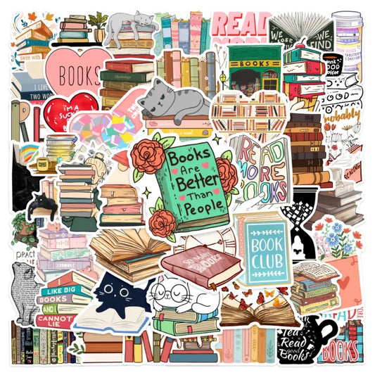 Reading Book Stickers for DIY Suitcase Water Bottle Phone Laptop Scrapbooking Skateboard