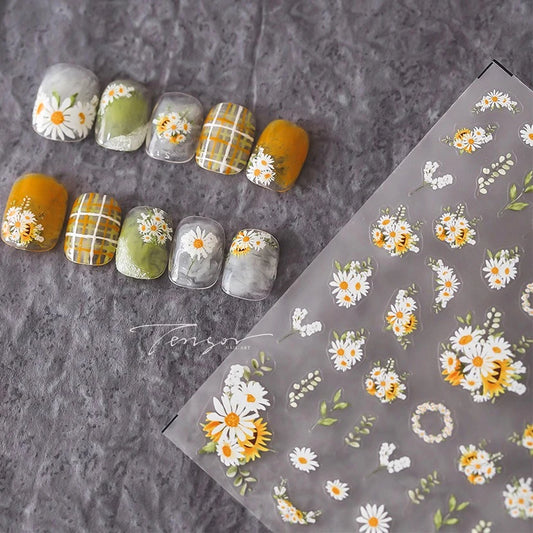 Daisy Sunflower Nail Art Stickers Decals Supplies