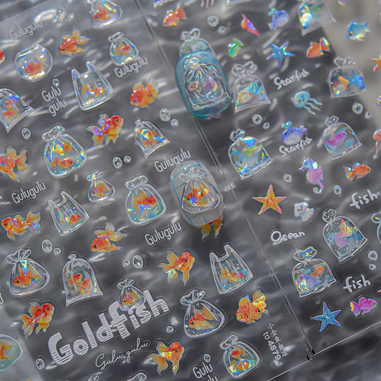 Ocean Theme Nail Art Stickers: Starfish, Seahorse, Whale