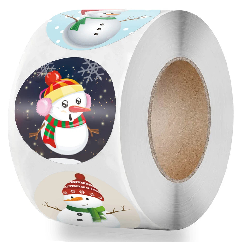 100-500pcs Round Merry Christmas Stickers Thank You Card Box Package Label Sealing Stickers Wedding Decor Stationery Sticker