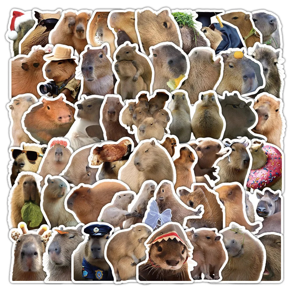 10/30/60PCS Cute Capybara Stickers Cartoon Toys Kids DIY Fridge Notebook Bike Laptop Notebook Car PVC Waterproof Graffiti Decals