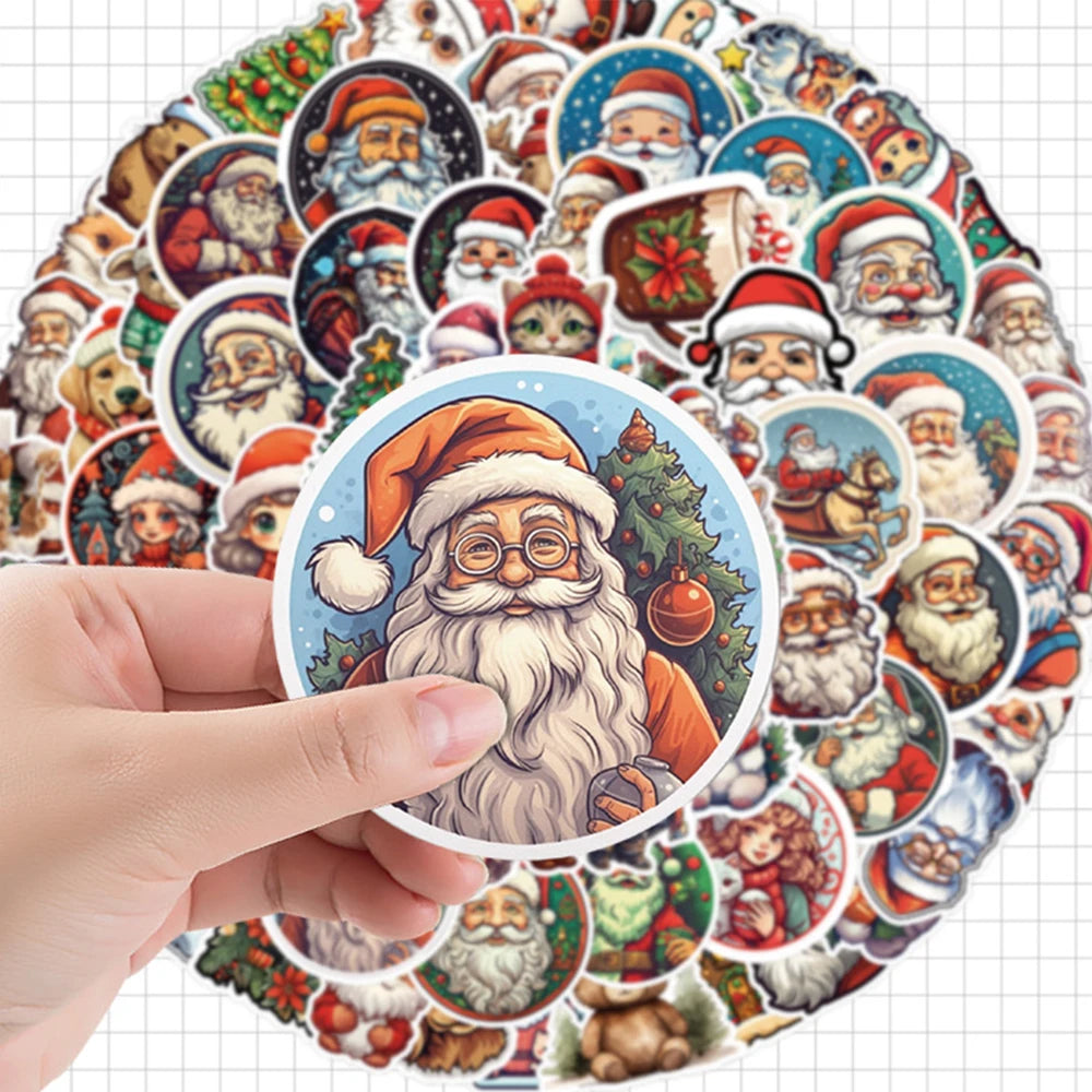 10/30/50/100pcs Kawaii Retro Christmas Stickers Decals Laptop Skateboard Phone Suitcase Fridge Decoration Sticker for Kids Toys