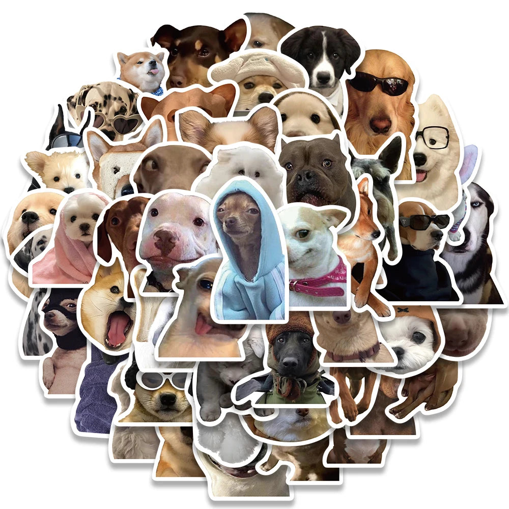 50pcs Funny Animals Dogs Meme Stickers For Luggage Guitar Phone Skateboard Vinyl Waterproof Graffiti Laptop Decals