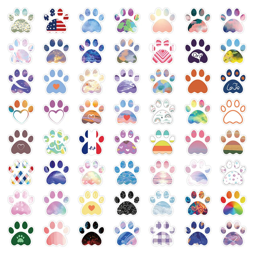 10/50Pcs Cute Dog Paw Stickers for Scrapbooking Phone Stationery Laptop Aesthetic Kawaii Sticker Pack Scrapbooking Material