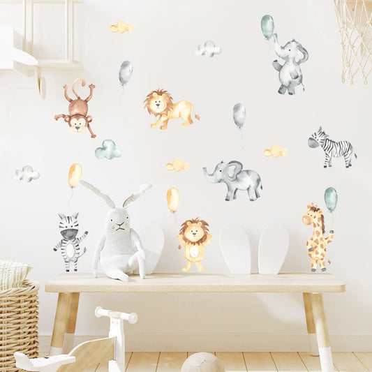 Boho Giraffe Lion Watercolor Wall Stickers Nursery Decor