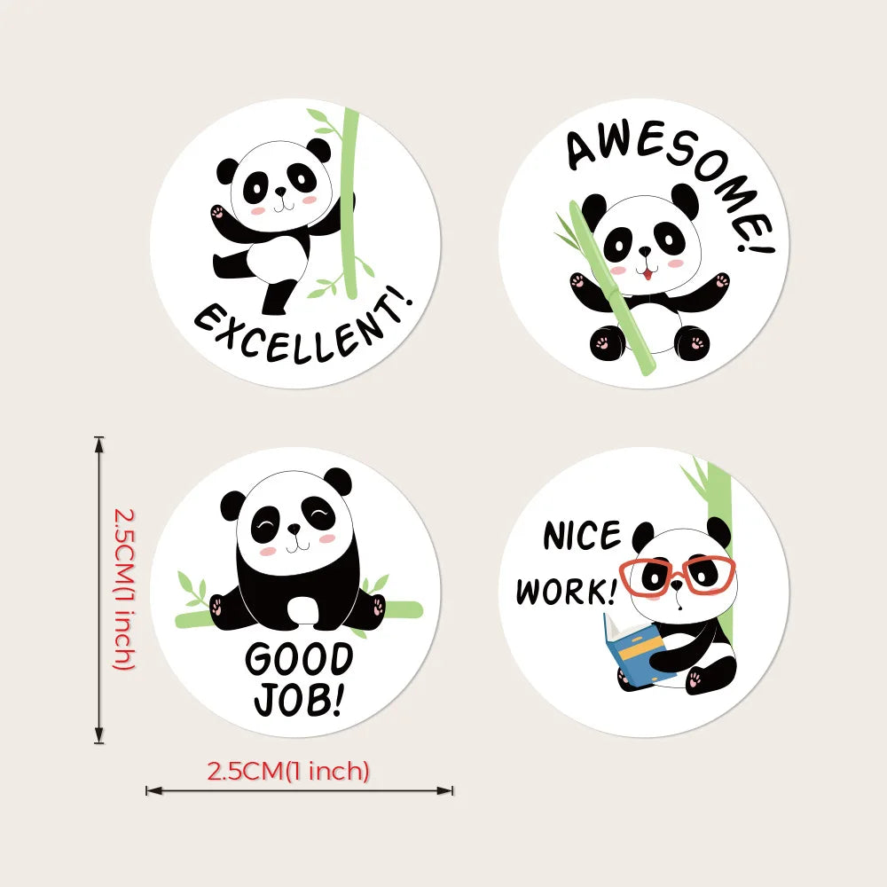 100-500Pcs 2.5cm Cute Animal Panda Label Stickers Roll for Envelope encourage Praise Reward Student Work Stationery Seal Lable