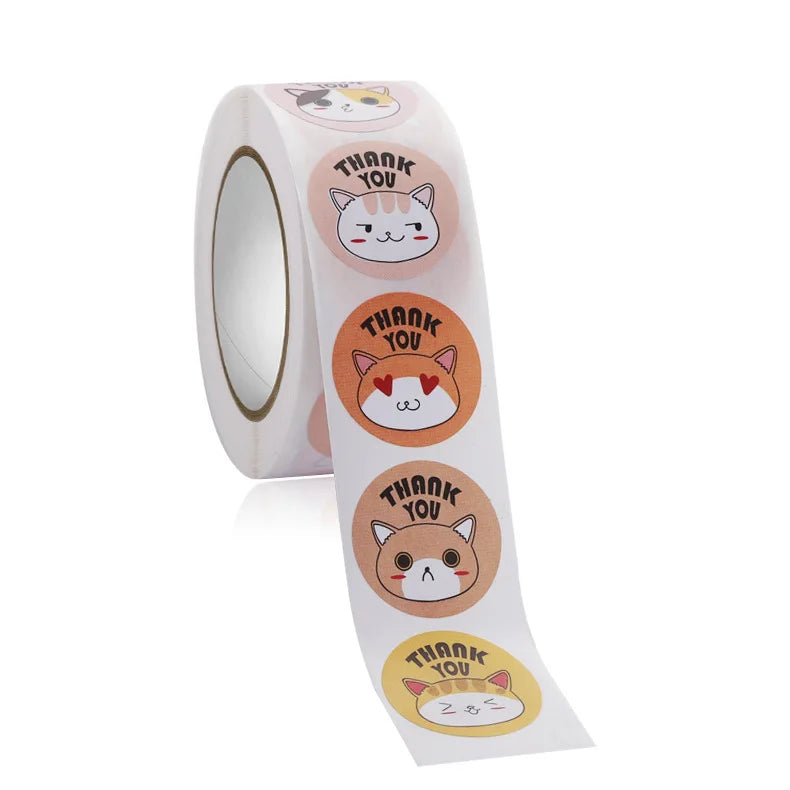 1inch/2.5cm Animal Good Job Cool Stickers Roll for Envelope Praise Reward Student Work Label Stationery Seal Lable