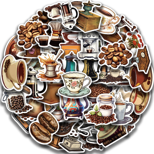 50 Coffee Bean Stickers Home Decor Wall Decals
