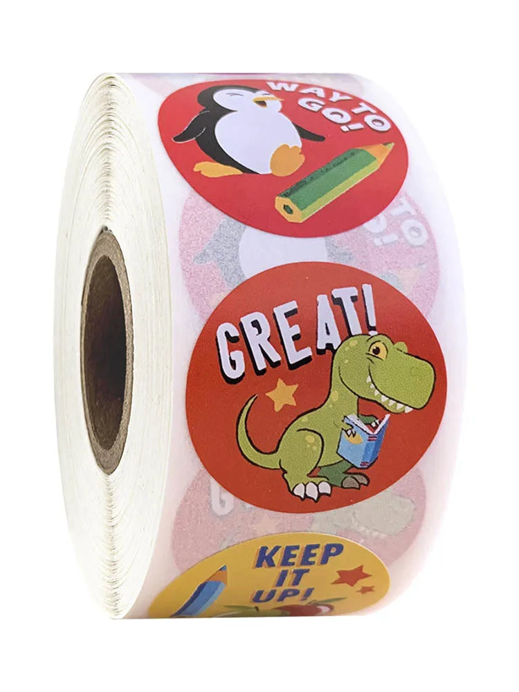 100-500pcs Reward Stickers Encouragement Sticker Roll For Kids Motivational Stickers With Cute Animals For Students Teachers
