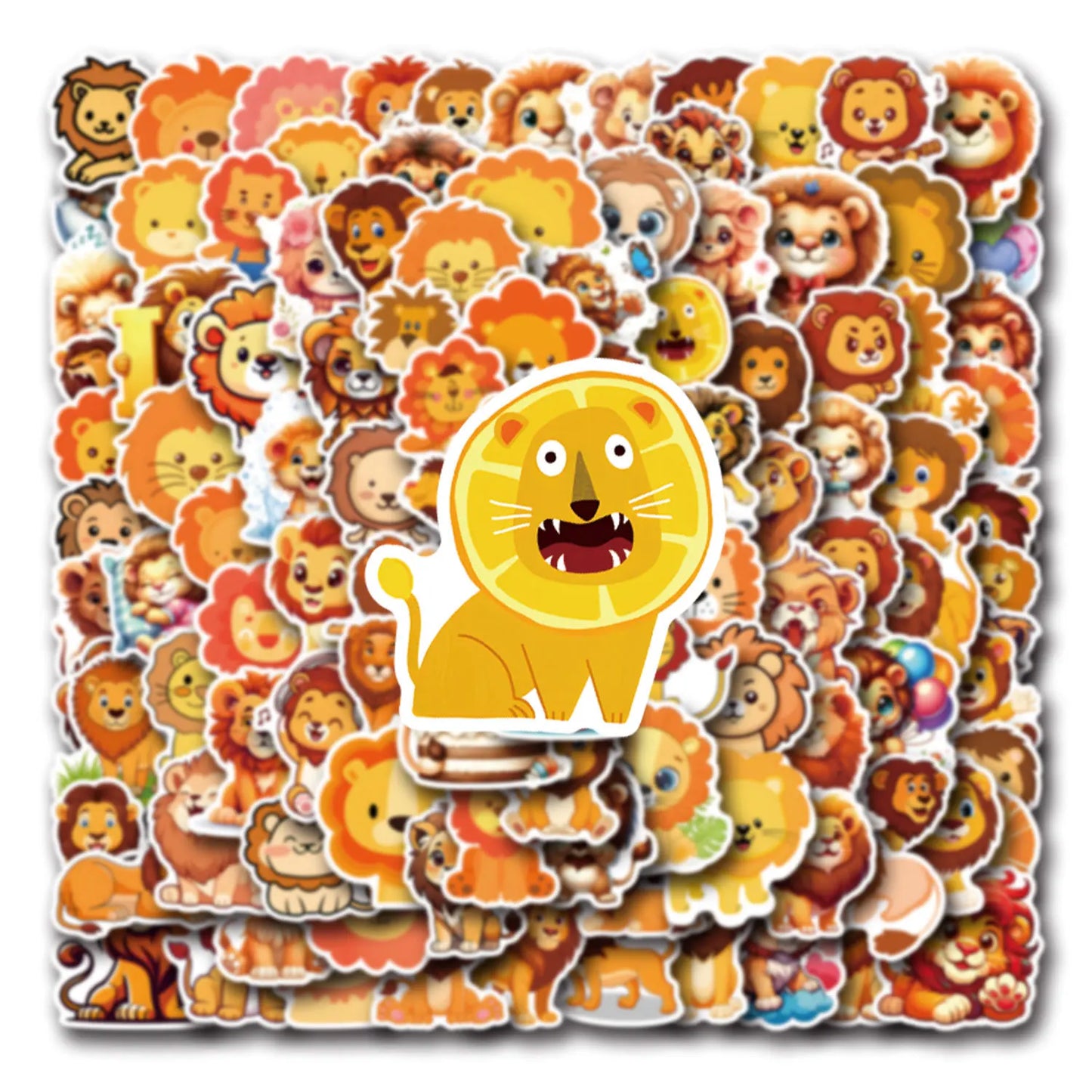 10/30/50/110PCS Kawaii Cartoon Lion Stickers Graffiti Decals Scrapbook Luggage Laptop Phone Car Bike Skateboard Animal Kids Toy