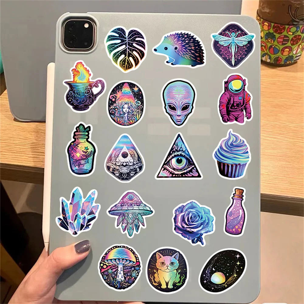 50pcs Cartoon Psychedelic Mysterious Graffiti Stickers For Phone Ipad Aesthetic Sticker DIY Handmade Scrapbooking Material