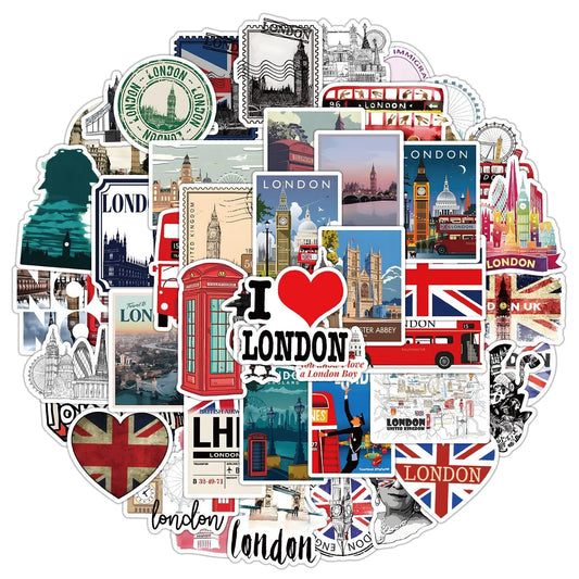10/50PCS Vintage British London Landscape City Travel Stickers Aesthetic Graffiti Decals DIY Notebook Bike Phone Luggage Sticker