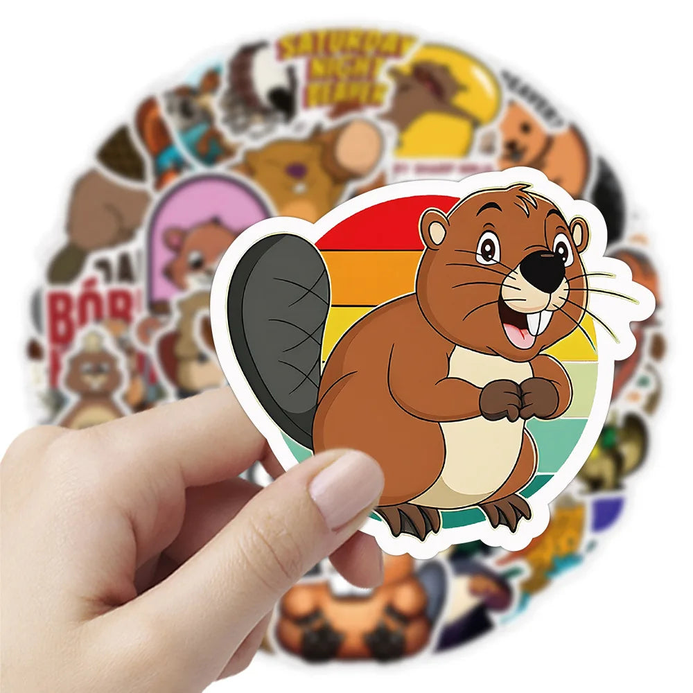 10/30/50PCS Cute Eurasian Beaver Stickers Cartoon Animal Decals Toys For Kids DIY Skateboard Car Laptop Luggage Bike Wall Decals