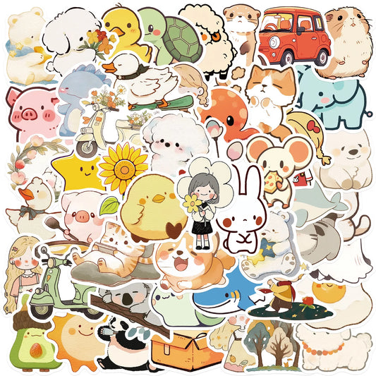 Cartoon Animal Stickers Pack for Suitcase, Skateboard, Laptop, Phone, Car