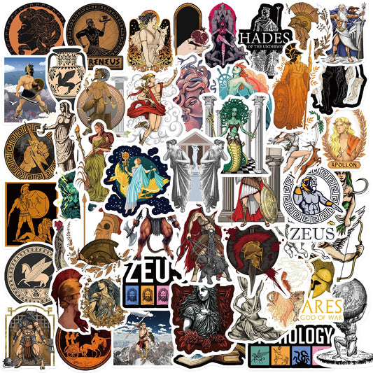 50PCS Greek Mythology Aesthetics Vintage Stickers For Kid Notebook Bottle Toys Sticker Motorcycle Laptop Refrigerator Decal