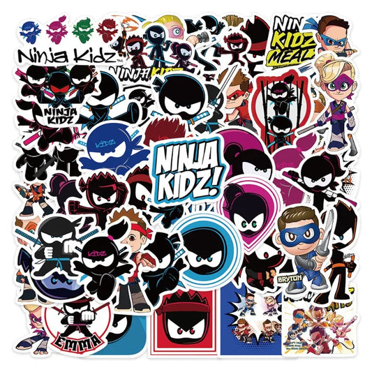 50pcs Ninja Kidz Anime Stickers for Laptop, Phone, Car, Scooter, Suitcase, Water Bottle, Refrigerator