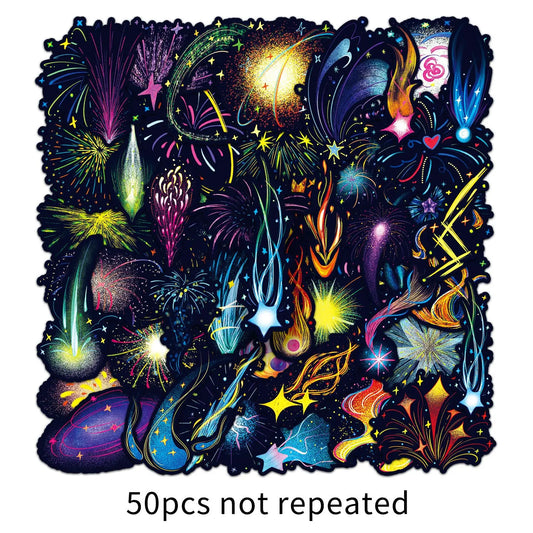 Colorful Cartoon Fireworks Stickers PVC Waterproof Skateboard Notebook Graffiti