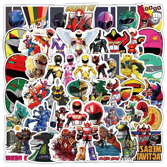 50pcs Power Rangers Stickers for Luggage, Water Bottles, Phones, Laptops, and More