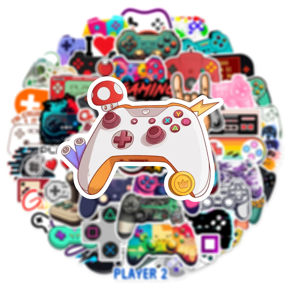 10/30/50pcs Vintage Cool Gamepad Video Game Graffiti Stickers Cartoon Decals Skateboard Laptop Motorcycle Car Waterproof Sticker