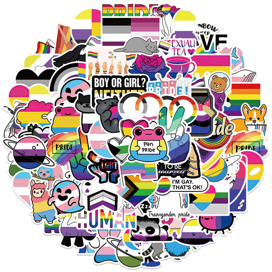 LGBT Pride Stickers: Nonbinary, Pansexual, Transgender, Bisexual, Asexual - 10/30/50/100PCS