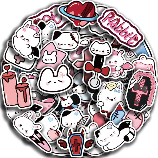 50 Cute Rabbit Stickers: Kawaii Cartoon Decals for Laptops