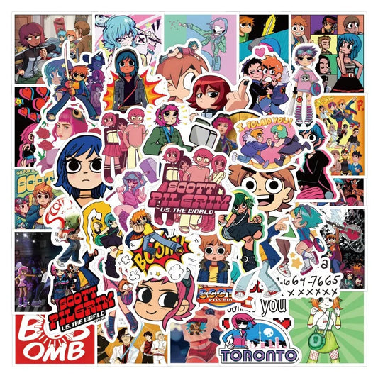 Scott Pilgrim Anime Stickers Pack - 55pcs for Luggage, Phone, Laptop, Car, Scooter, Fridge