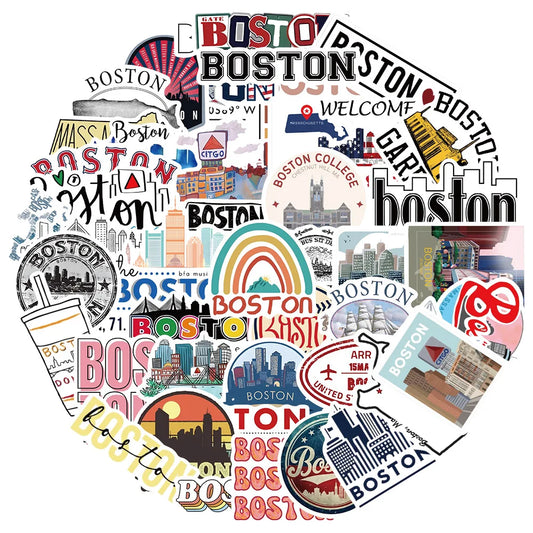 Boston Cartoon Graffiti Stickers for Suitcase Skateboard Laptop Luggage Phone