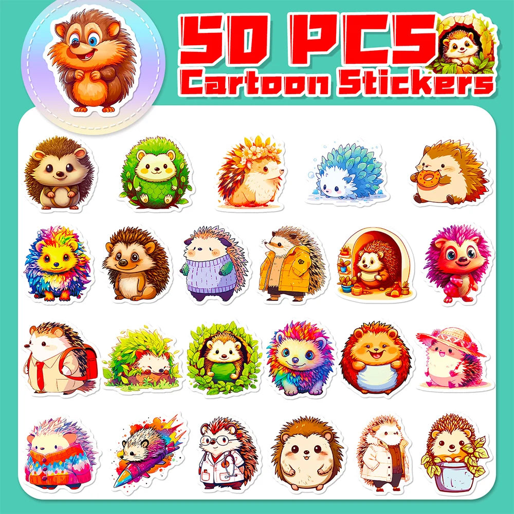 10/30/50pcs Cute Animal Hedgehog Graffiti Stickers Kawaii Aesthetic Decals Laptop Notebook Phone Decoration Sticker Kids Toys