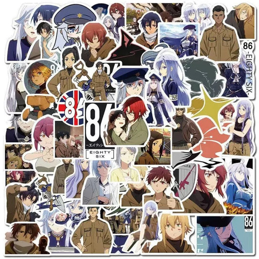 50pcs 86 Eighty Six Cartoon Stickers for Laptop, Car, Water Bottle, Phone, Suitcase, Refrigerator