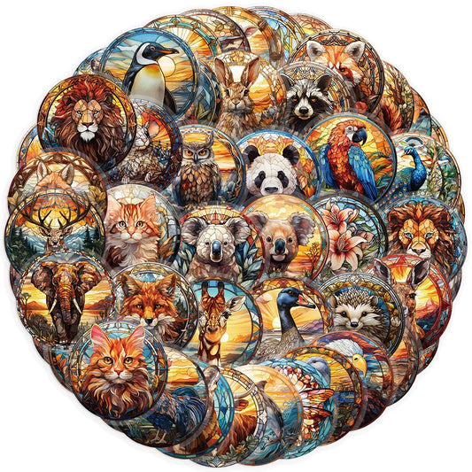 Transparent Colored Glass Ball Animal Stickers for Phone Laptop Luggage Skateboard Decals Gift