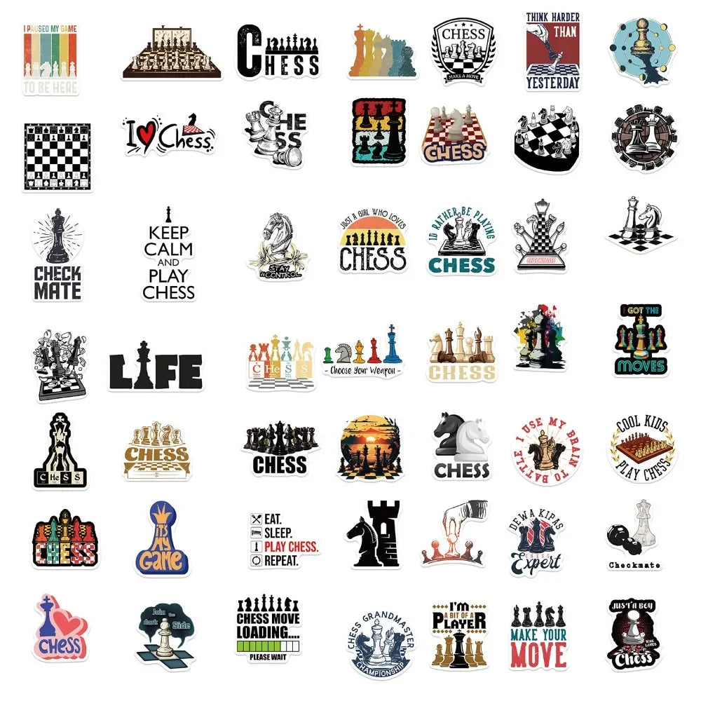 10/50pcs Chess Game Stickers Aesthetic Graffiti Decals For Laptop Luggage Skateboard Motorcycle Diary Waterproof Sticker