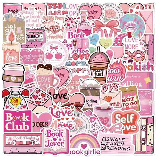 Cartoon Pink Love Stickers - 10/30/50PCS PVC Aesthetic