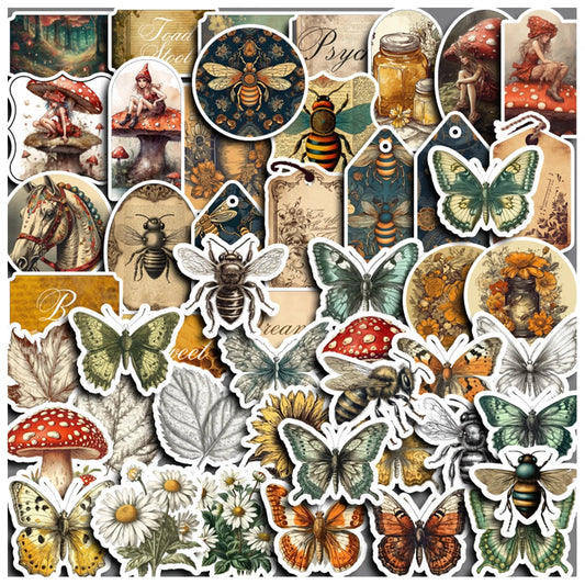 Vintage Butterfly Insect Stickers Waterproof Decals for Laptop, Phone, Luggage, Motorcycle, Car - 10/30/50pcs