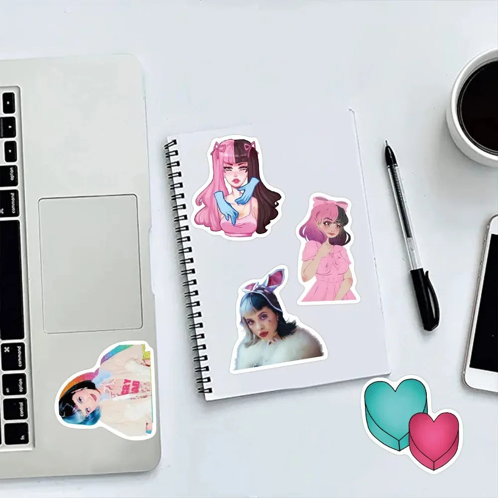 10/50PCS Singer Melanie Martinez Stickers Cartoon Decals DIY Scrapbook Album Suitcase Laptop Fridge Car Wall Sticker Kids Toy