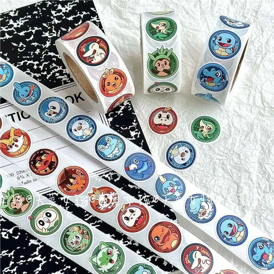 New 500PCS Pokemon Popular Legend Pokemon Series Roll Stickers Decorated with Sealed Stickers Kawaii Children's Gift Collection