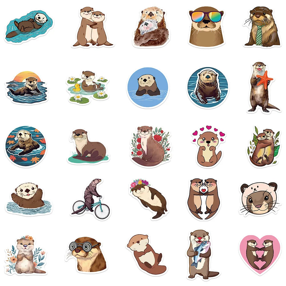 10/30/50PCS Kawaii Animal Stickers Cute Otter Decoration DIY Decals Scrapbook Luggage Laptop Guitar Car Bike Sticker Kids Toys