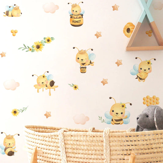 Cute Bee Wall Stickers for Kids Nursery Room Decor